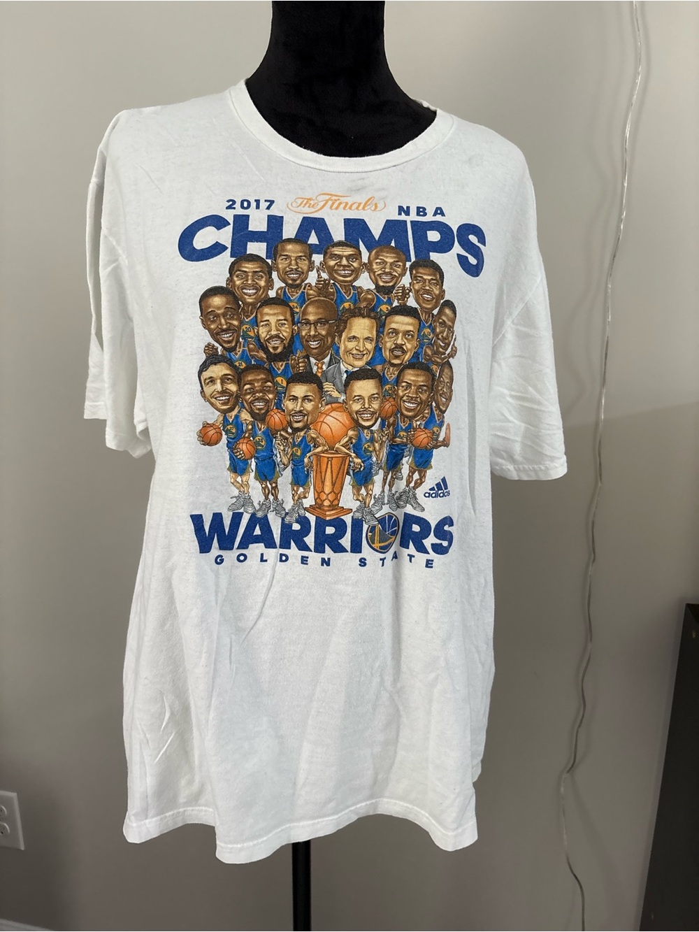 adidas White NBA Champions 2017 Golden State Warriors Tee